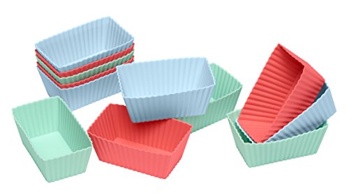 Lurch FlexiForm Brownies Silikonbackformen, 12er Set, Silikon, Pastel Mix, 8 x 4 x 3 cm