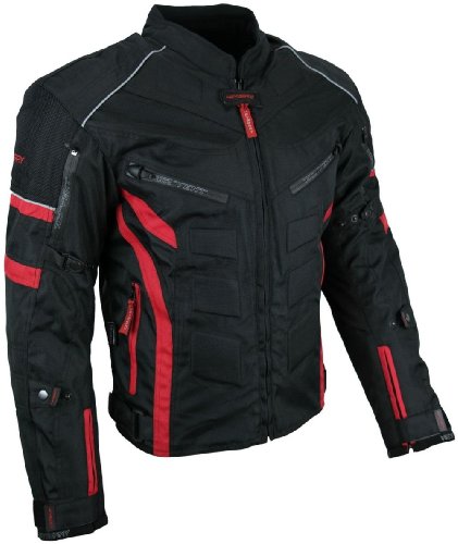 Kurze Textil Motorrad Jacke Motorradjacke Schwarz Rot Gr. XL