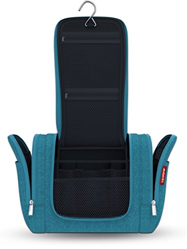 Kulturbeutel, Kulturtasche zum Aufhängen für Damen, Herren und Kinder, Große geräumige Kosmetiktasche mit 7 Liter Stauraum, Waschtasche für Männer und Frauen, Waschbeutel in Premium-Qualität (schwarz)