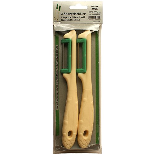2 Spargelschäler ' Solingen ' (weiß) Gemüse-, Obst- u. Spargel Schäler im SB Pack, 3025