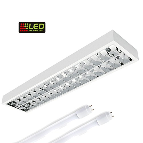 LED Rasteranbauleuchte, 1500mm, 2x22W, 6400K Tageslicht, 2x3000lm, Büroleuchte, Deckenleuchte, Rasterleuchte, Deckenlampe