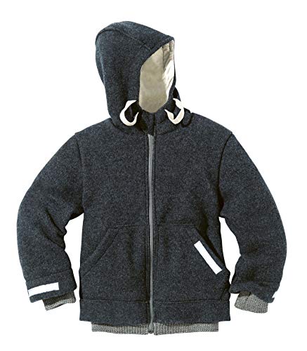 Disana Outdoor-Jacke aus 100% Bio Merino Schurwolle (kbT) in Rose Oder Anthrazit, Futter 100% Bio Baumwolle, Warme Winterjacke für Jungen und Mädchen (98/104, Anthrazit)
