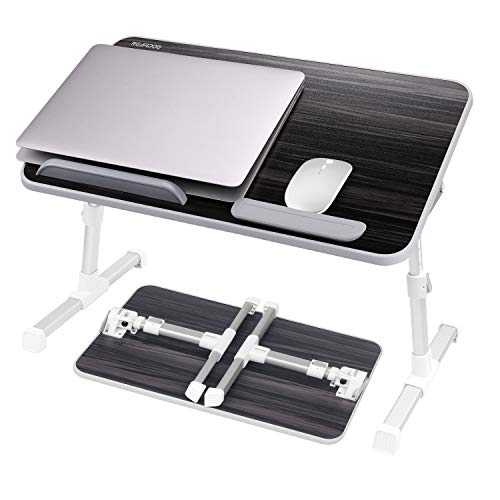 NearPow Laptop Betttablett, Einstellbare Laptop Bett Halterung, Tragbarer Stehender Schreibtisch, Faltbare Beine, Faltbare Frühstückstisch, Notebookständer Lesehalter