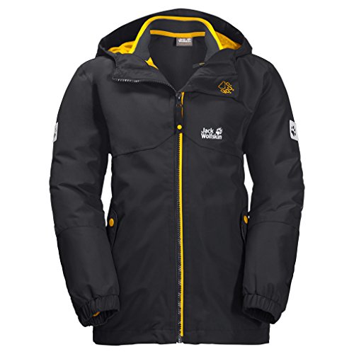 Jack Wolfskin B ICELAND 3IN1 JKT, wasser- und winddichte Outdoor Jacke, Winterjacke für Jungen mit warmer Fleece-Innenjacke, robuste Regenjacke für Jungen mit Reflektoren,phantom,176