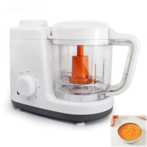 Sotech Baby Menu 2 in 1 Küchenmaschine, Babynahrungszubereiter mit 500 ml Fassungsvolumen BPA-frei, Dampfgaren und Mixen, Orange