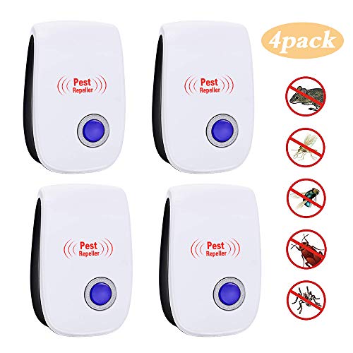 VEGKEYS Ultraschall Schädlingsbekämpfer, 4 Stück Elektronische Insektenschutzmittel Innenräumen Schädlingsbekämpfung Pest Control Repeller für Mücken, Kakerlaken, Ameisen, Mäuse