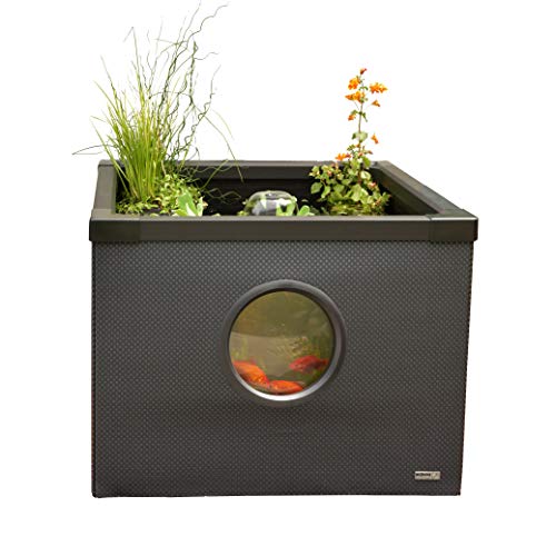 Hozelock Outdoor Aquarium - Terrassenteich 100 x 100 x 70 cm mit Flechtwänden inkl. Fenster, Schwarz