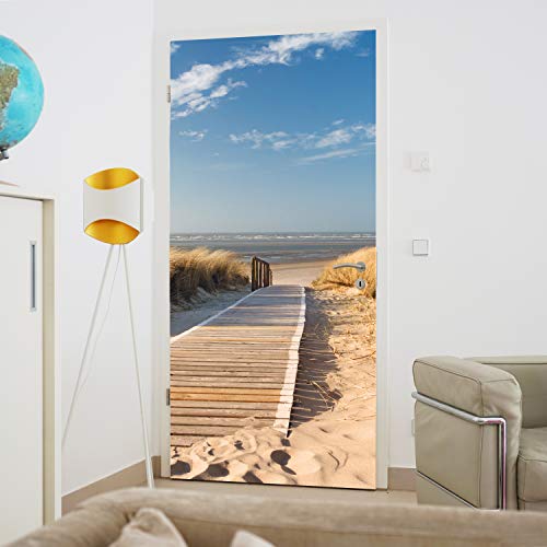 murimage Türtapete Strand Meer 86 x 200 cm Dünen Ostsee Nordsee Weg Steg Fototapete inklusive Kleister