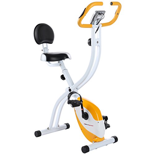 Ultrasport Heimtrainer F-Bike 200B mit Handpuls-Sensoren, mit Rückenlehne, faltbar, Silber/Orange
