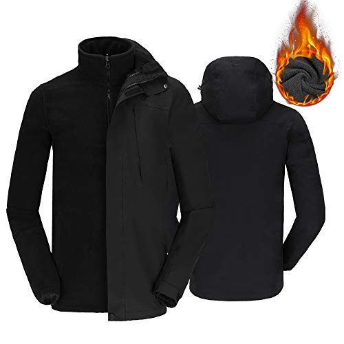 CAMEL Herren Outdoorjacke wasserdichte Skijacke Winddichte Regenjacke mit Fleece Warme 3 in 1 Ski-Jacken Und Hardshelljacken Winterjacke für Herren Funktionsjacke Allwetterjacke Freizeitjacke