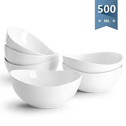 Sweese 1101 Müslischalen 6er Set aus Porzellan, Füllmenge 500 ml, Müslischüssel, Müsli Schale, Dessertschale, Snackschale, Eisschale, Schüssel