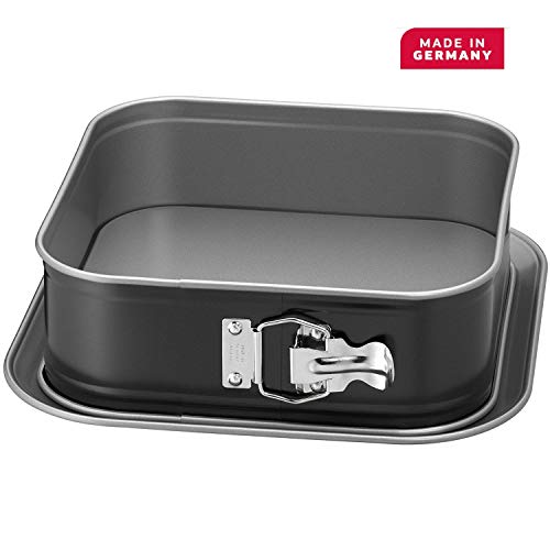Kaiser Inspiration Springform eckig 24 x 24 cm, Flachboden, antihaftbeschichtet, auslaufsicher, mit Rezept