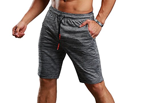 CLOUSPO Sporthose kurz Herren grau hochwertig mit Reißverschlusstasche Sport Shorts Jogginghose kurz für Laufsport, Outdoor Sport, Workout(EU L/Tag XXL)(Verpackung/MEHRWEG)