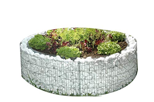 bellissa Gabionen-Hochbeet rund - 95567 - Steinkorb-Pflanzkübel rund - Bausatz inkl. Trennfolie - Durchmesser 146/126 cm, Höhe 40 cm