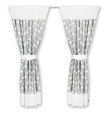 Amilian Kinderzimmer Vorhänge 155 x 155 cm Set mit Schlaufen Baby Gardinen Vorhang (A1)/weiß