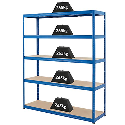 Certeo Schwerlastregal | HxBxT - 178x150x45cm | Tragkraft bis zu 265kg pro Fachboden | Tiefe 45cm | Belastbar mit insgesamt 1325kg | Metallregal Kellerregal Lagerregal Werkstattregal Garagenregal