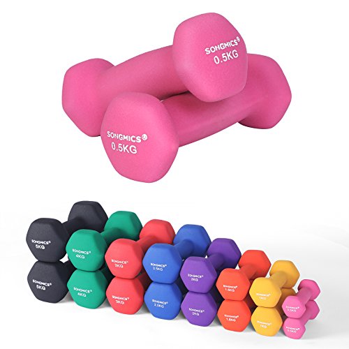 SONGMICS 2er-Set Hanteln Kurzhantel Gymnastikhantel Vinyl in verschiedenen Gewichts- und Farbvarianten 2 x 5 kg SYL60BK