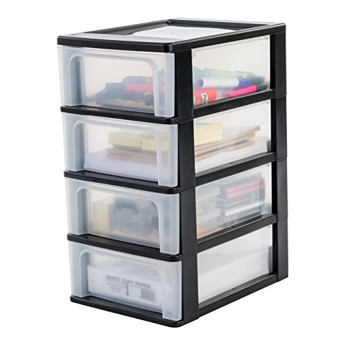 IRIS, Schubladencontainer / Schubladenschrank 'Organizer Chest', OCH-2004, Kunststoff, schwarz / transparent, 35,5 x 26 x 49 cm