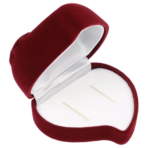 EYS JEWELRY Schmuck-Etui für Trauringe Freundschaftsringe Partnerringe Ohrstecker 55 x 58 x 42 mm Samt bordeaux-rot Trauring-Box Ring-Schachtel Ohrring-Schatulle Geschenk-Verpackung EYSBOX Herz