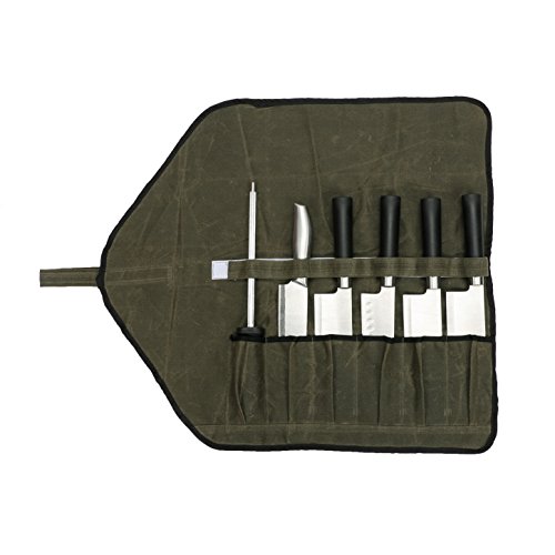 HANSHI Messertasche Rolltasche Handgefertigt Wasserdicht Gewachst Aus Segeltuch Mehrzweck Tasche Notwendige Werkzeugtasche Für neue oder professionelle Köche HGJ17