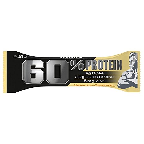 Weider 60% Protein Bar, Vanille-Karamell, 1er Pack (24x 45g Riegel)