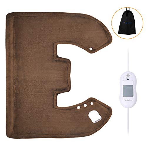 Heizkissen Elektrisch für Schulter Nacken Wärmekissen Nackenheizkissen - Abschaltautomatik, 3 Temperaturstufen, Schnellwärme Funktion für Entlastung von Rücken und Schultern - Braun (56 x 50 cm)