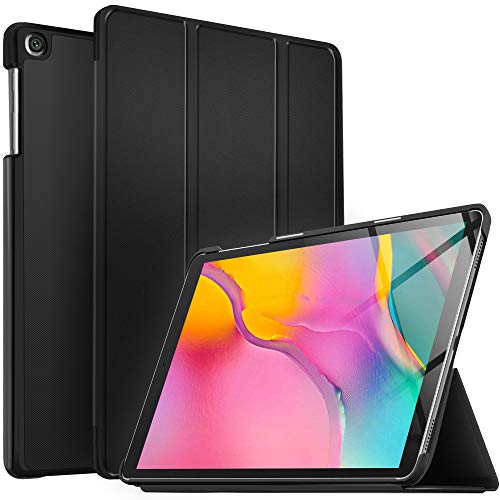IVSO Hülle für Samsung Galaxy Tab A T515/T510 10.1 2019, Ultra Schlank Slim Schutzhülle Hochwertiges PU mit Standfunktion Perfekt Geeignet für Samsung Galaxy Tab A 2019 T515/T510 10.1 Zoll, Schwarz