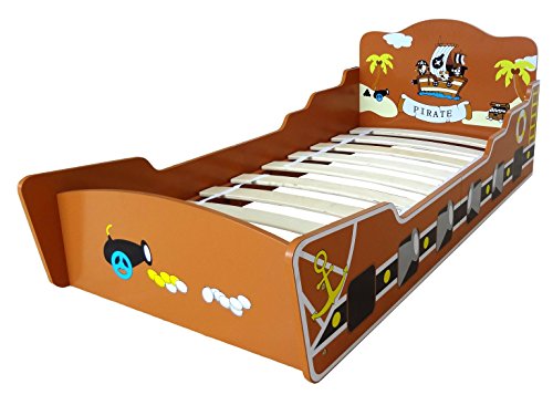 Kiddi Style Piratenschiff Bett & Piratenbett – Piraten Kinderbett Schiff, Jugendbett & Spielbett für Jungen – 140 cm x 70 cm