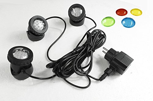 Teichbeleuchtung 3er Set LED Springbrunnenbeleuchtung Gartenstrahler Wasserdicht Unterwasserstrahler