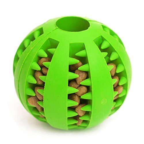 Idepet Hundespielzeug Ball, ungiftig Bite resistent Spielzeug Ball für Haustier Hunde Welpen Katze, Hundefutter Treat Feeder Zahn Reinigung Ball, Hund Haustier Chew Zahn Reinigung Ball Haustier Übung Spiel Ball IQ Training Ball (Grün)