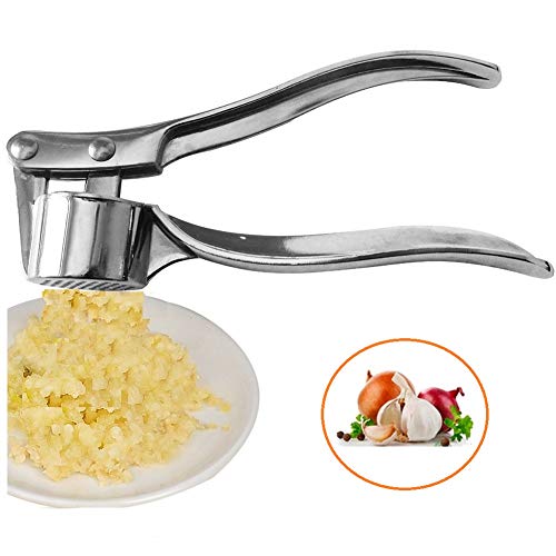 ISKM Knoblauchpresse Garlic Press Knoblauchschneider Edelstahl Rostfrei Knoblauch Crusher Praktischer Küchenhelfer Spülmaschinenfest Robust