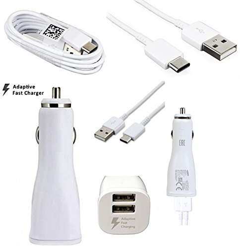 Dual 2-Port weiß original Samsung Adaptive Schnell in Auto Ladegerät mit Typ C Kabel für Samsung Galaxy S8/S8 Plus/Galaxy A3 (2017), A5 (2017), A7 (2017) BLISTER OVP