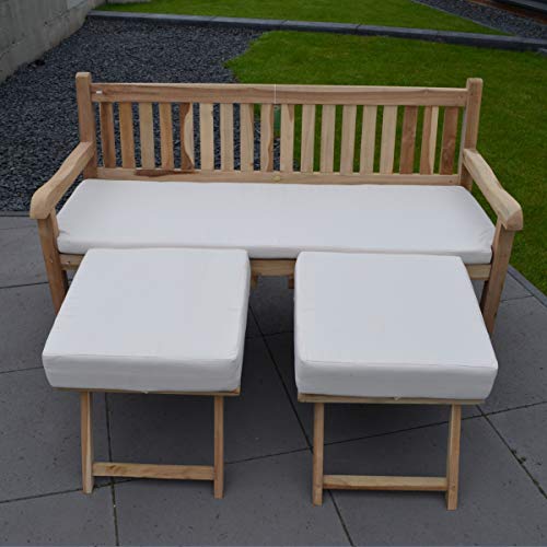 KERABAD Teak Bank Relax inkl. Kissen Gartenbank Gartenliege Relaxliege Sitzbank Parkbank Sonnenliege aus Teakholz Massive