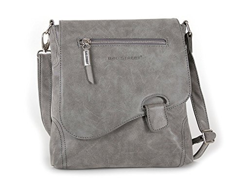 HANDTASCHE SCHULTERTASCHE UMHÄNGETASCHE USED OPTIK VON BAG STREET, RIEGEL (Grau)