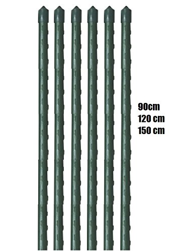 10er Pack Pflanzstäbe Rankstäbe Tomatenstäbe aus stabilem Kunststoffummantelten Metall, Rankhilfe für Tomaten Pflanzen Sträucher, 11mm Ø, 90 cm