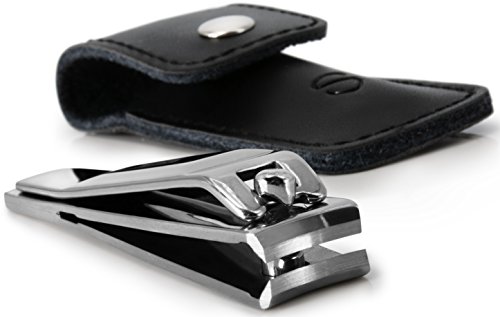 STAHLHERR Hochwertiger Nagelknipser inkl. Echtleder Etui, rostfreier Edelstahl, poliert, 80 mm groß - Deutsche Qualität mit 100% iger Zufriedenheitsgarantie