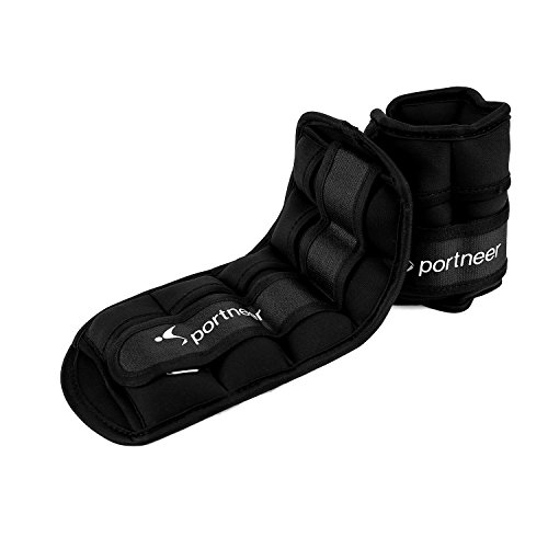 Gewichtsmanschetten, Sportneer Verstellbares Fußgelenkgewichte Set, Fuß-/Handgelenkgewicht Manschetten, 1 Pfund bis 7 Pfund (454 g bis 3,18 kg), 2er Packung, Schwarz
