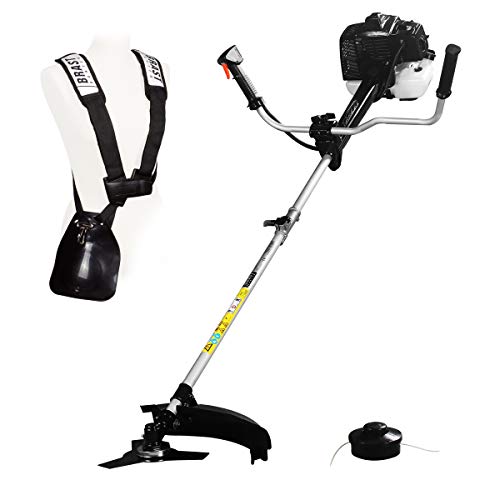 BRAST Benzin Motorsense Professional 2,5kW (3,4 PS) Anti-Vibration Freischneider 2 in 1 Gerät Profi-Schultergurt 63ccm