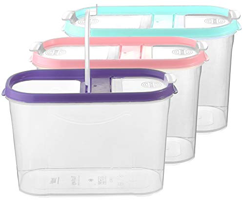 My-goodbuy24 Schüttdosen für Müsli - Cornflakes - 3er Set - Vorratsdosen für Lebensmittel - Frischhaltedosen - Streudosen - 2 Aufklappbare Deckel - stapelbar - Spülmaschinenegeeignet (3, 1,4L - Mix)