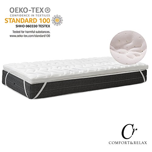 Cr Viscoelastische Matratzenauflage, Orthopädische Visco Topper, 90 x 200 cm, 6 cm dick, 5-Zonen, mit hypoallergenem abnehmbarem, atmungsaktivem Bezug