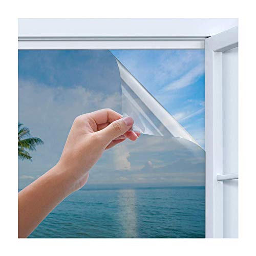 Rhodesy Spiegelfolie Selbstklebend, Homegoo One Way Silber Reflektierende Fensterfolie, UV-Schutz Sonnenschutzfolie Fenster, Sichtschutz Glas-Tönungsaufkleber, 44,5 x 200 cm (17,5 x 78,7 inch)