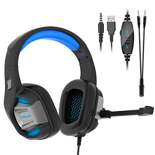 Gaming Headset PS4 PC Xbox One Gamer 7.1 Surround Stereo Sound Bass Over Ear Kopfhörer Rauschunterdrückung mit Mikrofon 3,5mm Audioausgang für Nintendo Switch Laptop Mac Tablet