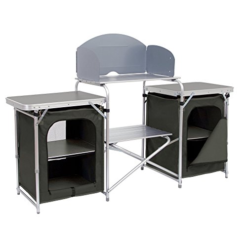 CampFeuer Campingschrank, Aluminium Campingküche, (B) 171 x (H) 111 x (T) 48 cm, Faltschrank mit Spritzschutz, Vielen Ablagen und Staufächer, inkl. praktischer Tragetasche