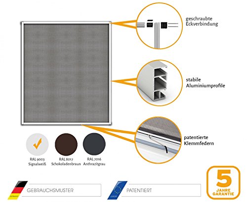 Insektenschutz Fliegengitter Fenster Alurahmen Master Slim weiß, braun oder anthrazit in verschiedenen Größen