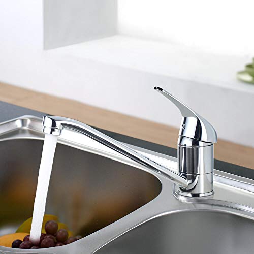 BONADE Küchenarmatur Mischbatterie 360° Schwenkbarer Wasserhahn Küchen Spültischarmatur Spülbeckenarmatur Einhebelmischer Einhand-Spültischbatterie aus Messing Chrom