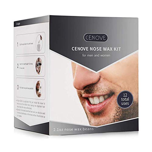 Nasenhaare Wachs Nasenhaarentferner für Herren und Damen, Natürliches Bienenwachs Haarentfernung Nase Wachs 12 Anwendungen, inklusiv 24 Applikatoren,12 Schnurrbart Schutz, 12 Einweg-Pappbecher