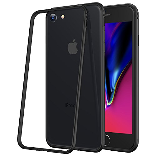 iPhone 7 Hülle, iPhone 8 Hülle, RANVOO Bumper Hülle Aluminium Rahmen + Innen Gepolstert TPU Metall Bumper case for iPhone 7/8 4,7 Zoll,Schwarz