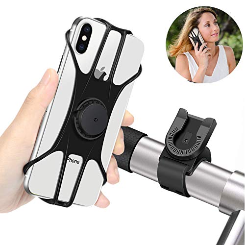 Handyhalterung Fahrrad, Abnehmbare handyhalter Fahrrad Face ID/Touch ID kompatibel, 360° drehbar,BAONUOR Universal Motorrad/Fahrrad Silikon Handy Halter, für 4-6,5 Zoll Smartphone