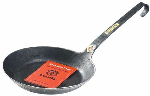 Turk 65526 Eisenpfanne mit flachen Hakenstiel freiform warmgeschmiedet, Durchmesser 26 cm
