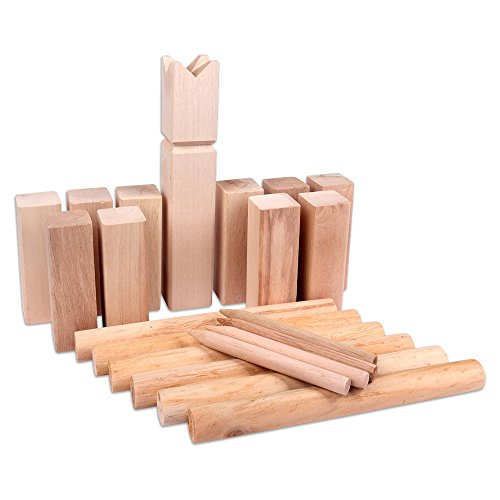 Schramm Kubb Wikinger Basic Schweden Schach Outdoor Spiel, 21 Teile inklusive Netzbeutel